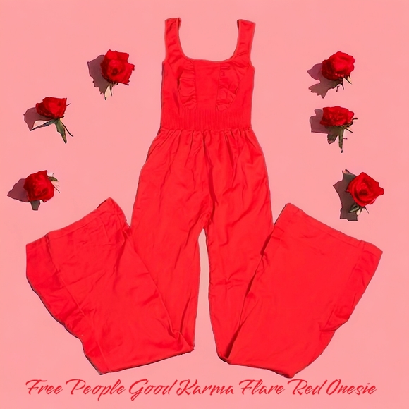 NWOT M/L FP Movement Good Karma Flared Red Onesie - Picture 3 of 9